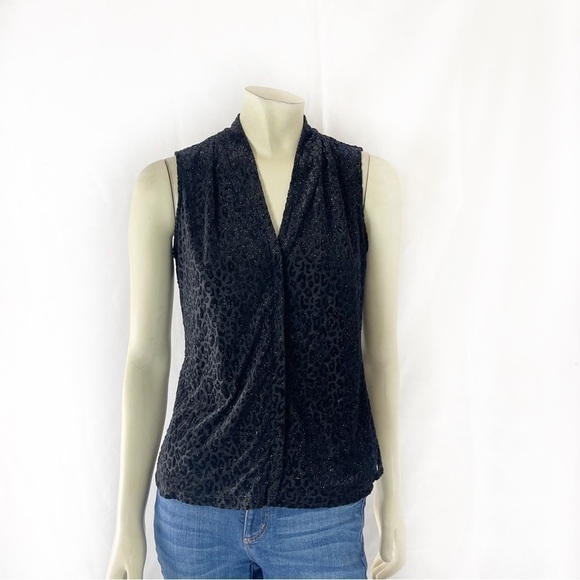 Calvin Klein Tank Top Animal Pattern Glitter Black PM - Picture 3 of 9